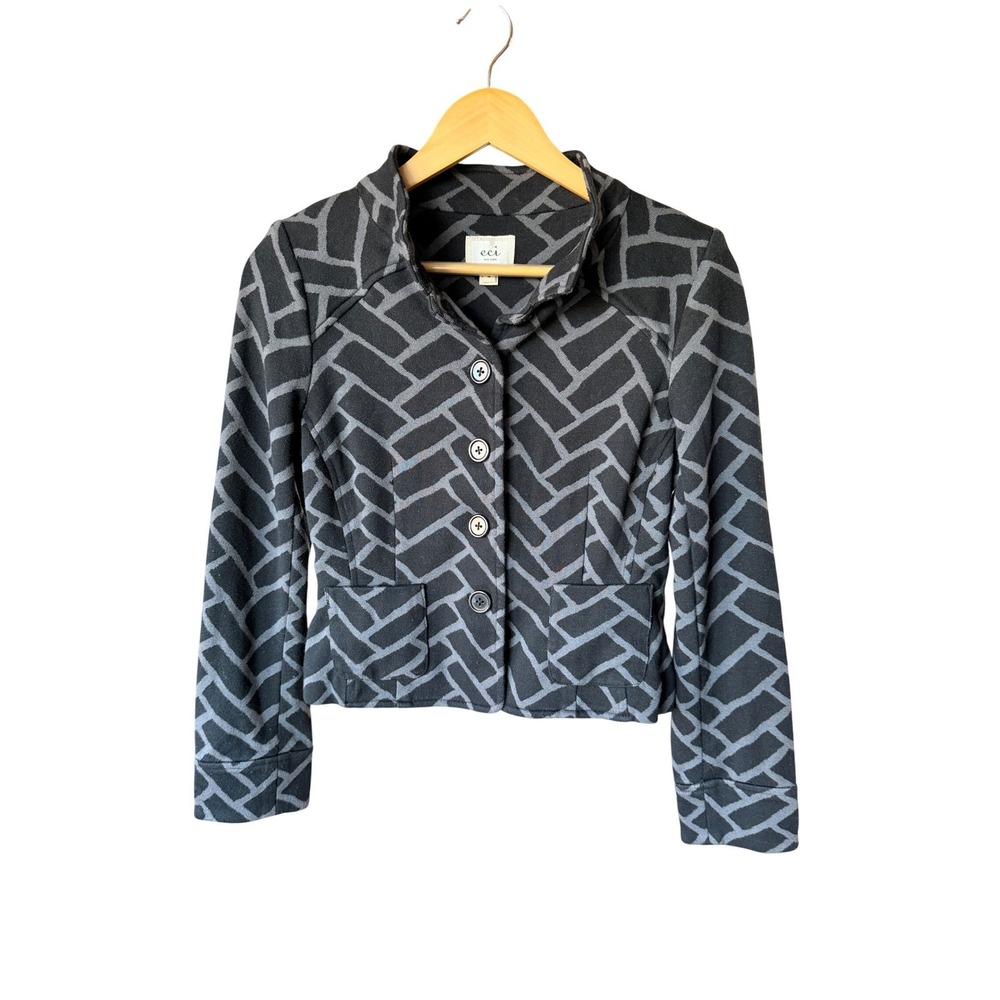 ECI New York Geometric Print Button Front Blazer Jacket‎ Women Size 4